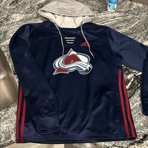 Adidas Blue and Gray Hoodie with Red Details